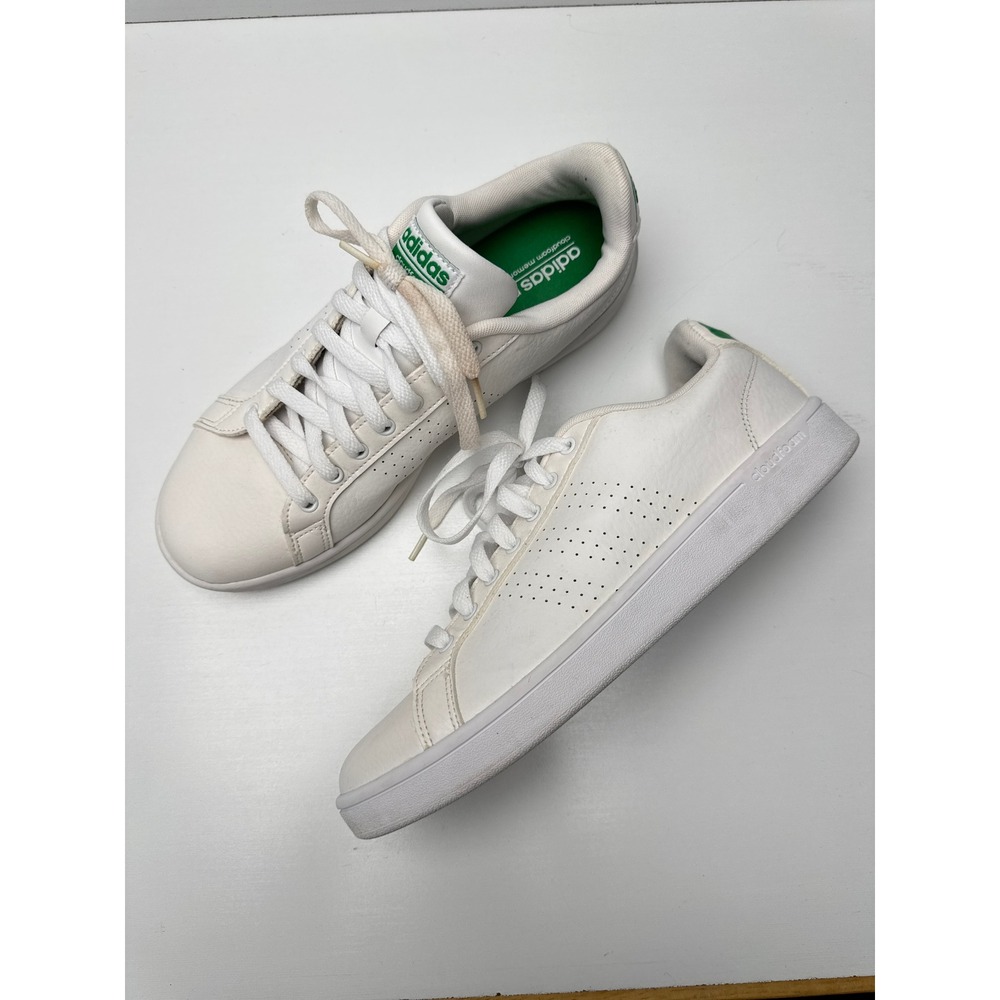Adidas Neo Cloudfoam Advantage Mens White Green Sneakers AW3914 Size 10